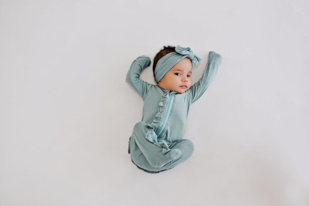 Ruffle 2 Way Zip Romper - Turquoise