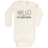 Hello Im New Here - Long Sleeve Organic Baby Bodysuit - HoneyBug 