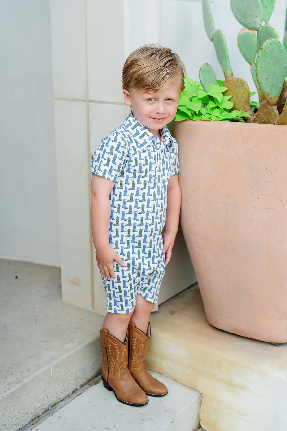 Tripp Boys' Polo Shortall - Cowboy Boots