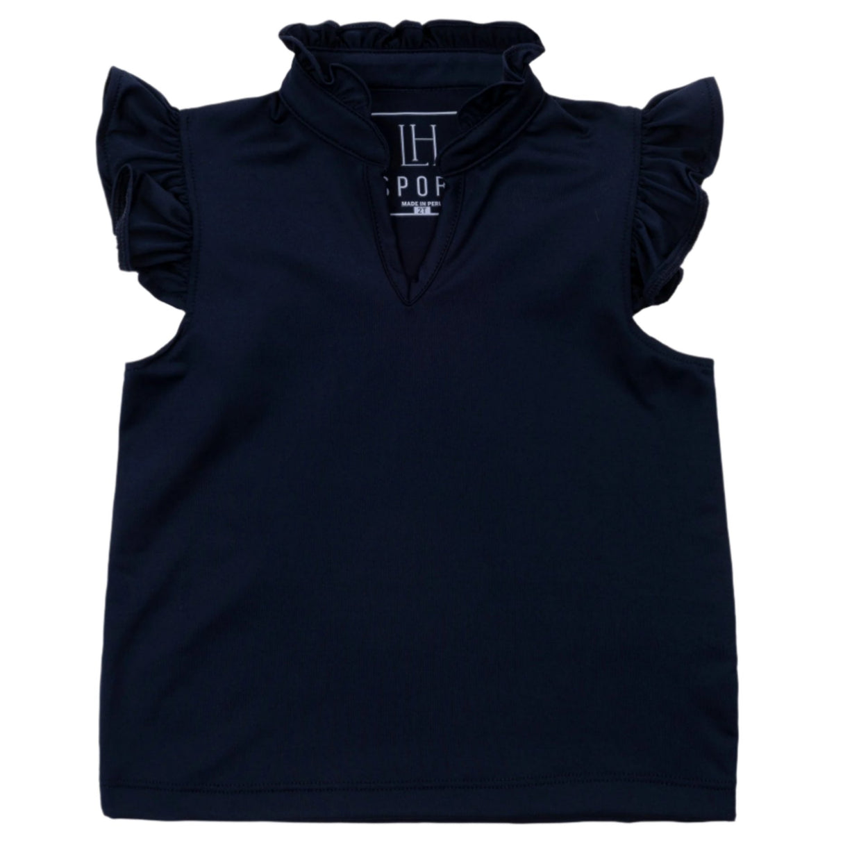 Ellie Girls' Sleeveless Ruffled Top by LH Sport - Navy