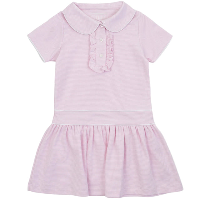 Sydney Girls' Pima Cotton Dress - Pink and White Stripes - HoneyBug 