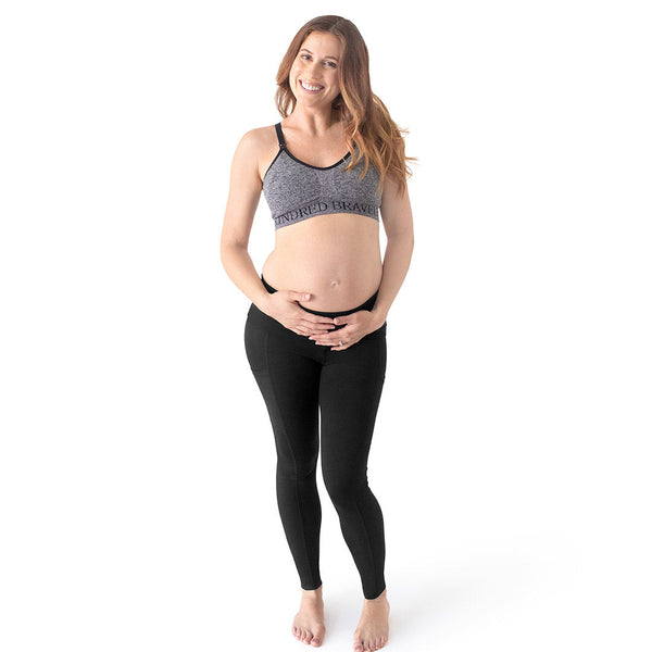 Louisa Maternity & Postpartum Support Leggings with Pocket- Black