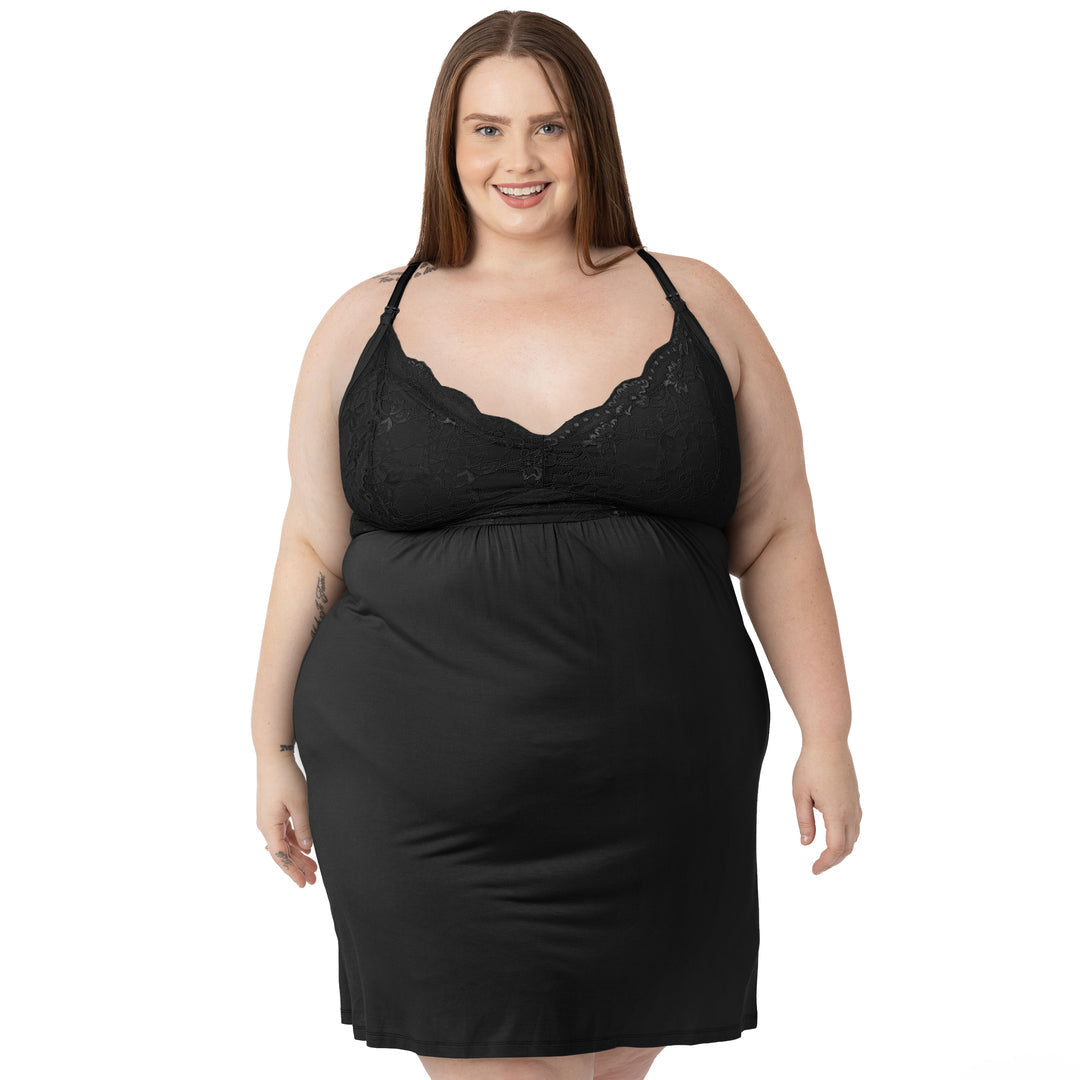 Lucille Maternity & Nursing Nightgown | Black - HoneyBug 