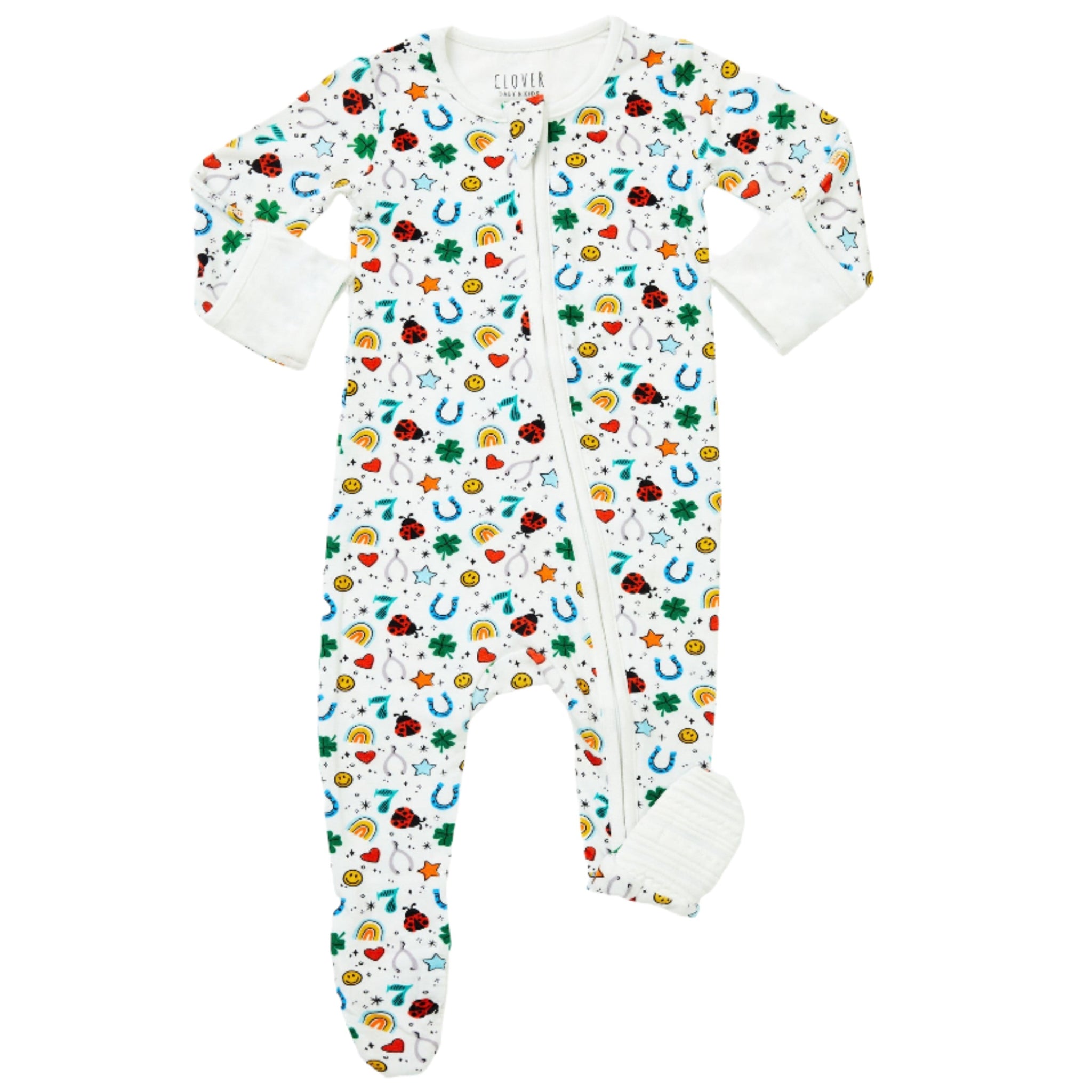 Soft & Stretchy Zipper Footie - Lucky Charms - HoneyBug 