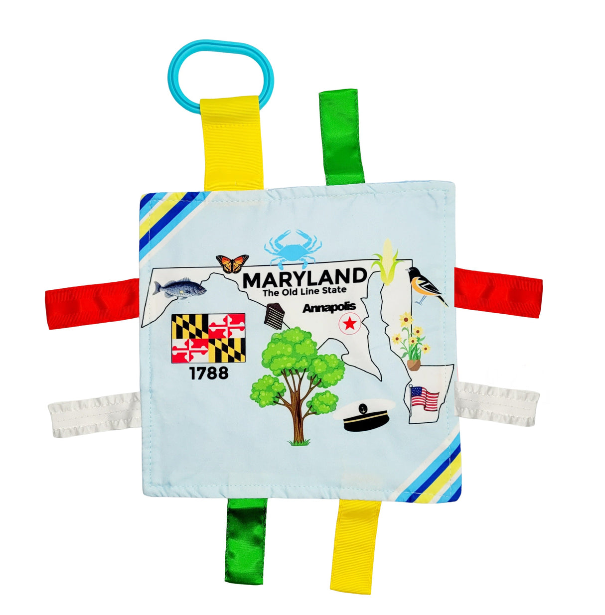 Maryland State Tag Toy Crinkle Square That Teaches Facts