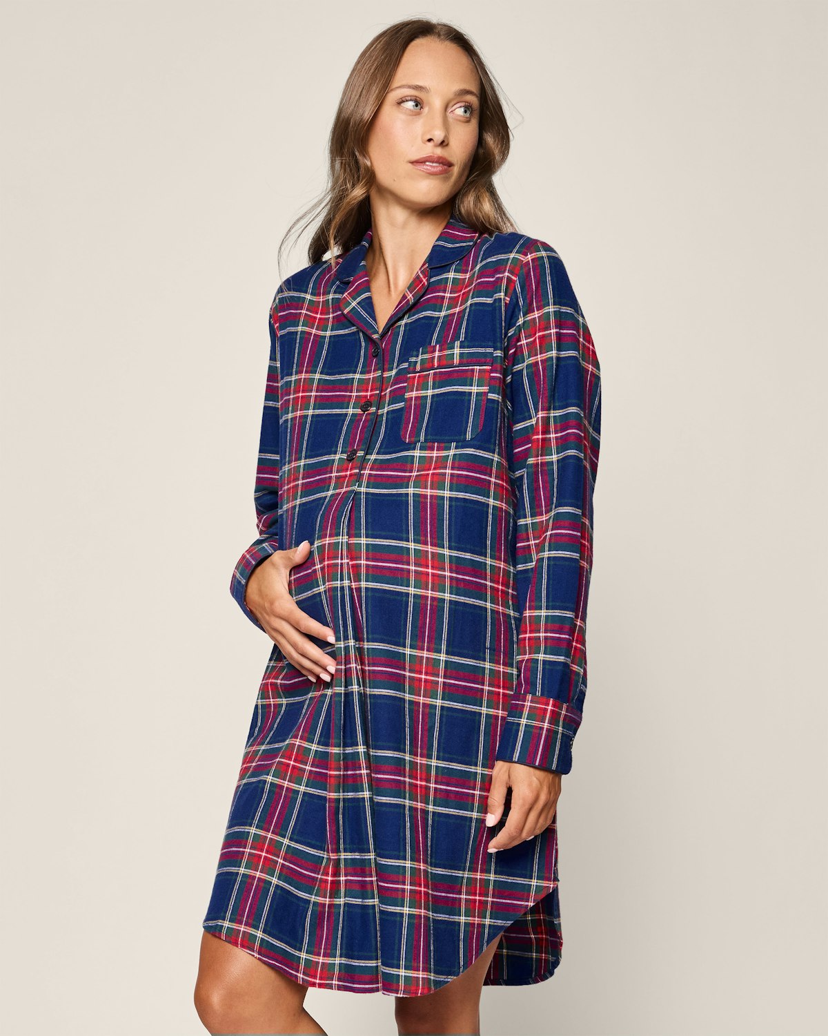 Women's Brushed Cotton Maternity Nightshirt in Windsor Tartan