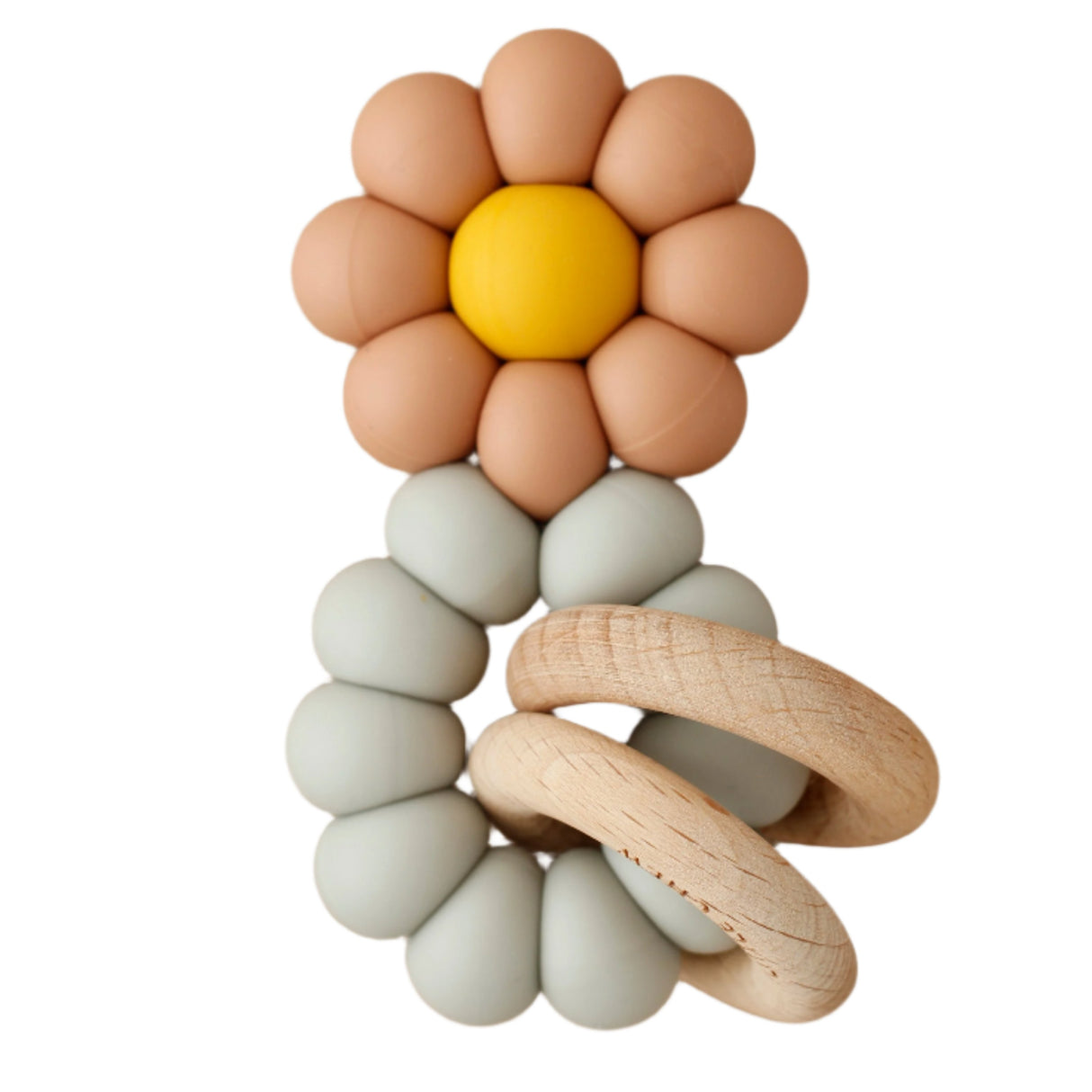 Rattle Teether - Chamomile | Dusty Coral