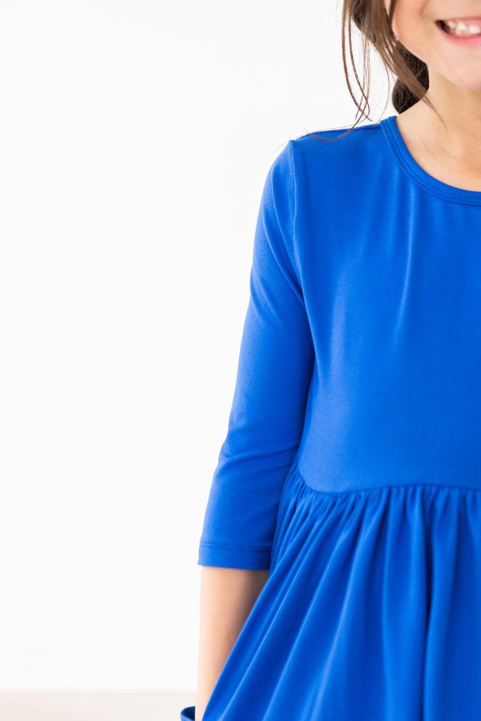 Royal Blue 3/4 Pocket Twirl Dress