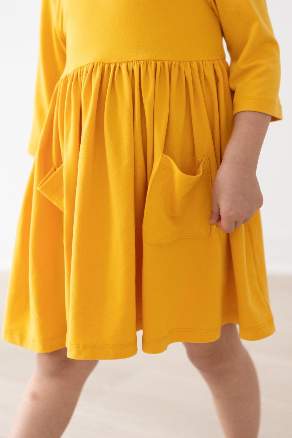 Mustard Pocket Twirl Dress