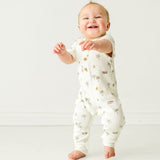 Organic Baby Short Sleeve Button Romper - Malibu