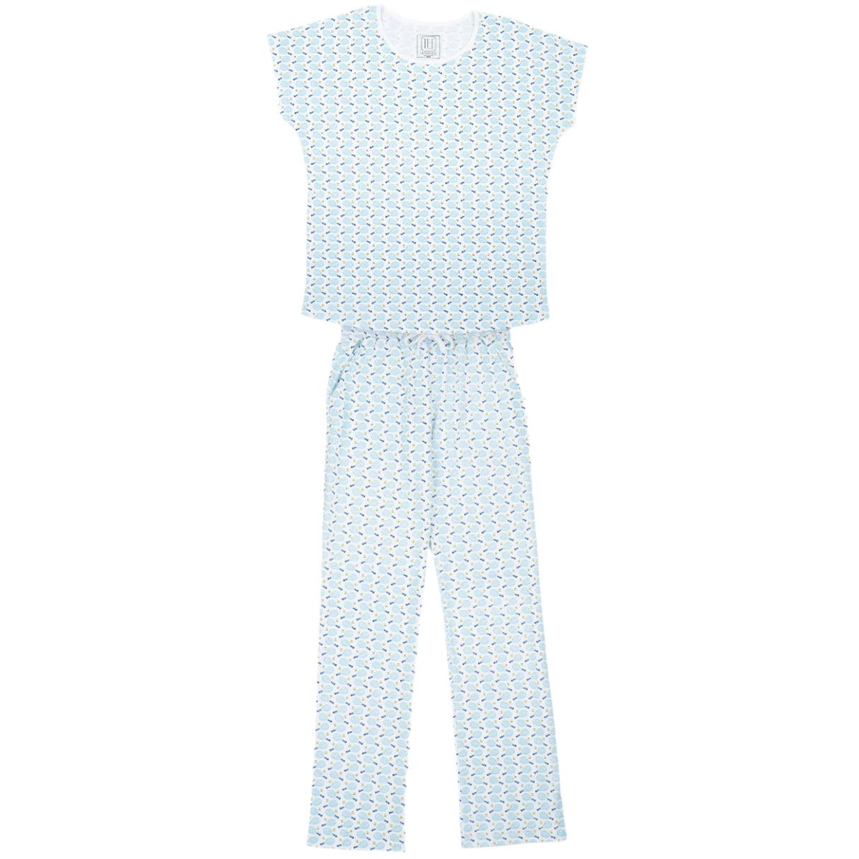 Marcia Women's Pima Cotton Pajama Pant Set - Tennis Match Blue