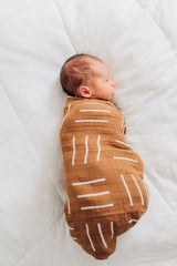 Mustard Mudcloth Muslin Swaddle Blanket