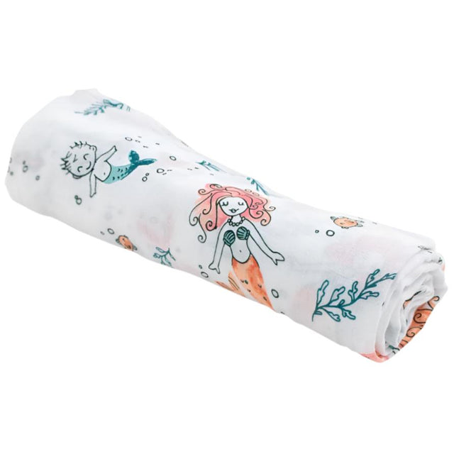 Muslin Single Swaddle Blanket Oh So Soft Mermaid - HoneyBug 