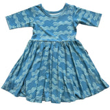 MID SLEEVE BAMBOO DRESS- Waves