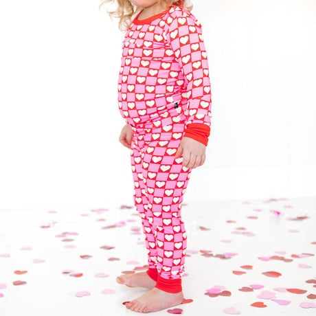 LONG SLEEVE TWO PIECE SET- Red Hearts