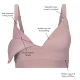 Minimalist Hands-Free Pumping & Nursing Plunge Bra | Latte - HoneyBug 