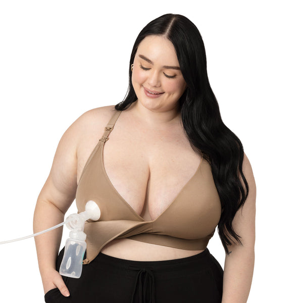 Kindred Bravely Sublime Hands Free Pumping Bra | Patented All-in-One  Pumping & Nursing Bra with EasyClip (Latte, Large)