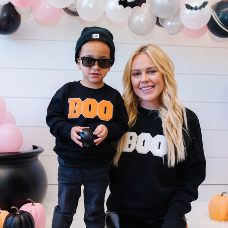 Boo Patch Halloween Adult Sweatshirt - Black