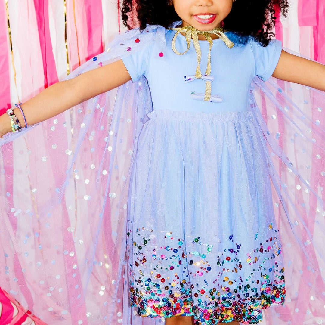 Lavender Confetti Short Sleeve Tutu Dress - HoneyBug 