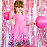 Raspberry Confetti Short Sleeve Tutu Dress - HoneyBug 