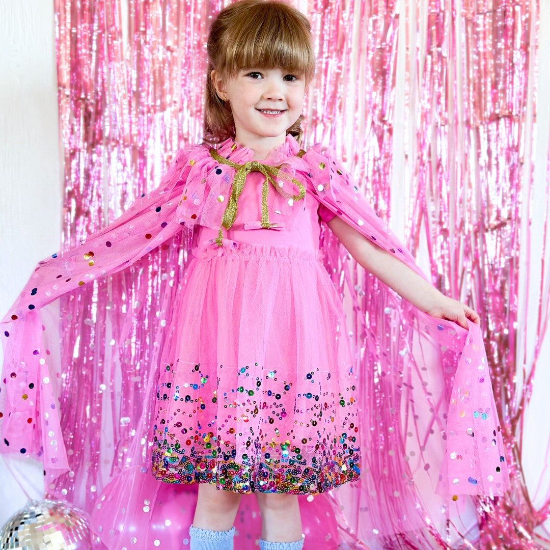 Raspberry Confetti Cape - HoneyBug 