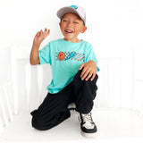 Happy Skater Dude Short Sleeve T-Shirt - Aqua - HoneyBug 