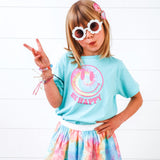 Be Happy Short Sleeve T-Shirt - Aqua - HoneyBug 