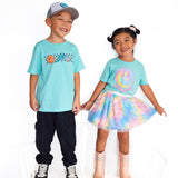 Happy Skater Dude Short Sleeve T-Shirt - Aqua - HoneyBug 