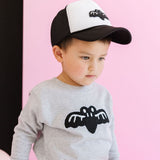 Bat Patch Halloween Trucker Hat - Black/White