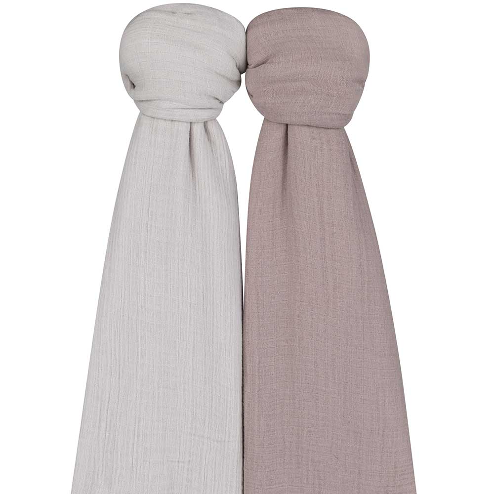 2 Pack Cotton Muslin Swaddle Blanket - Pebble Grey & Simply Taupe