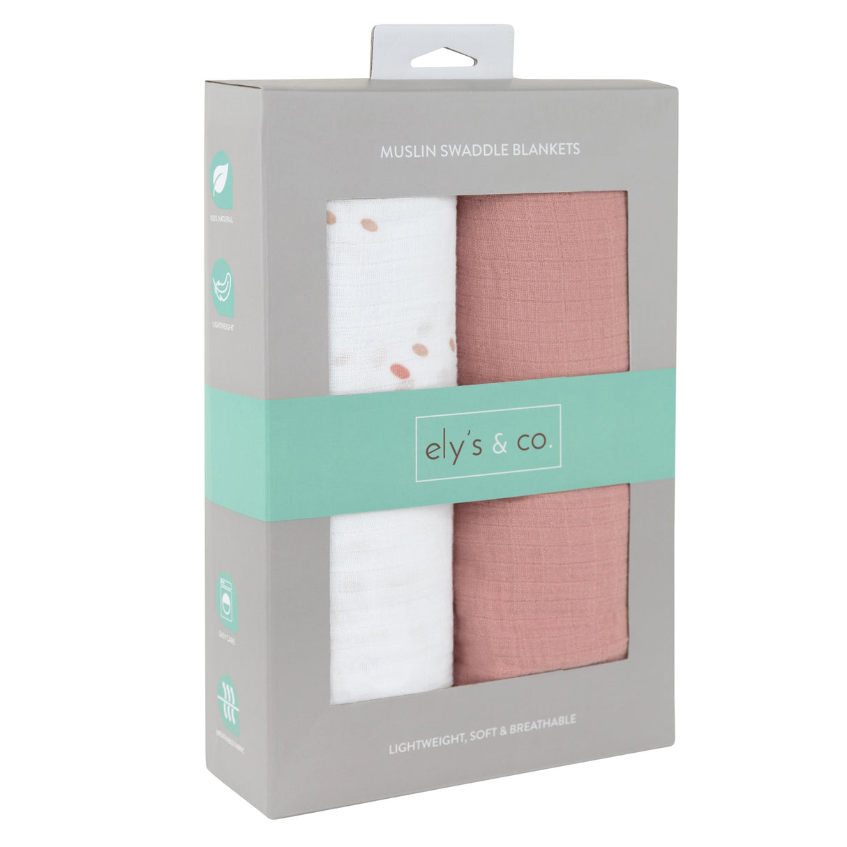 2 Pack Cotton Muslin Swaddle Blanket - Pink Raindrops - HoneyBug 