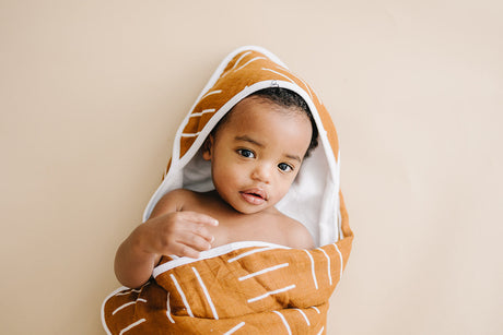 Mustard Mudcloth Muslin Hooded Towel