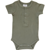 Green Organic Cotton Ribbed Snap Bodysuit