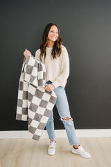 Charcoal Checkered Plush Blanket