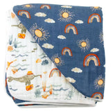 Narwhal + Hello Sunshine Premium Cotton Snuggle Blanket - HoneyBug 