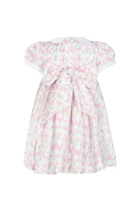 Butterflies Print Smocked Dress