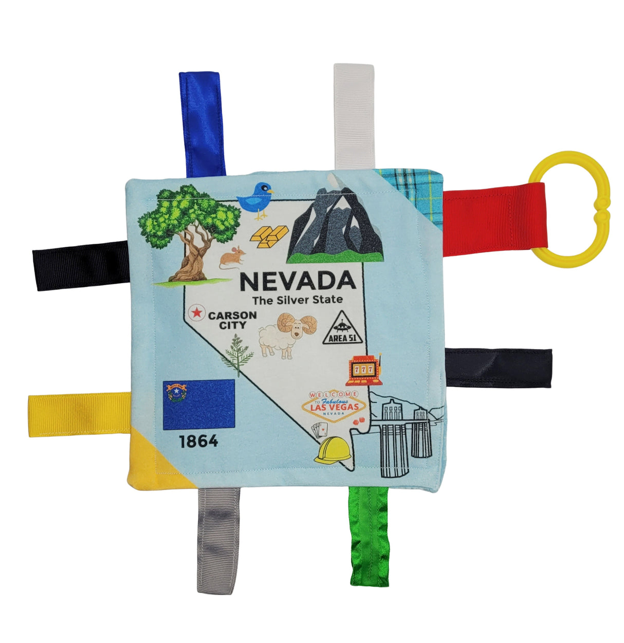 Nevada State Tag Toy Crinkle Square That Teaches Facts