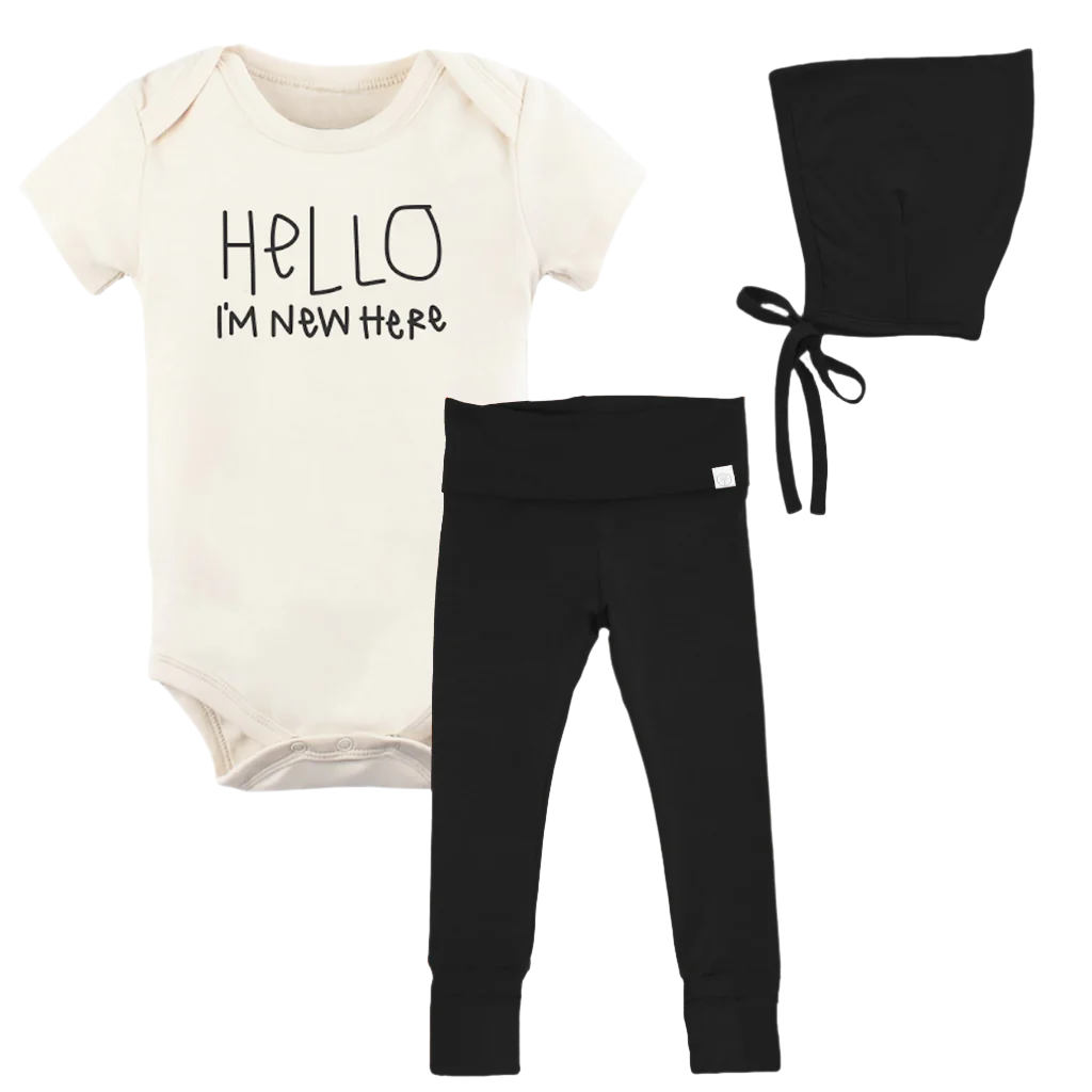 Hello Im New Here - Newborn Bundle Coming Home Outfit Set