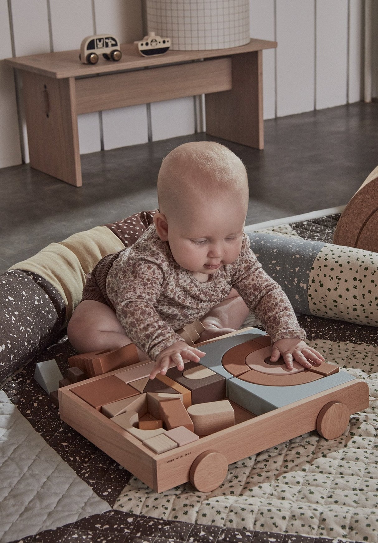 Wooden Rainbow Wagon with Blocks