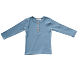 Organic Ribbed Cotton Top - Ocean Blue