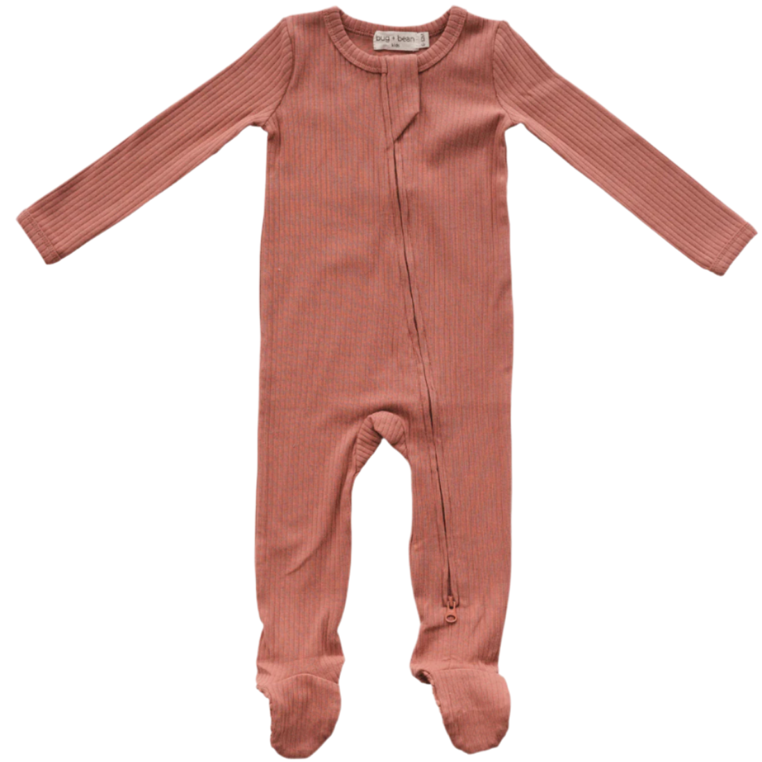 Organic Cotton Ribbed Footie - Terracotta