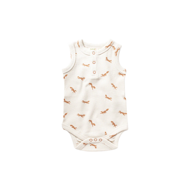 Fox Waffle Tank Bodysuit - HoneyBug 