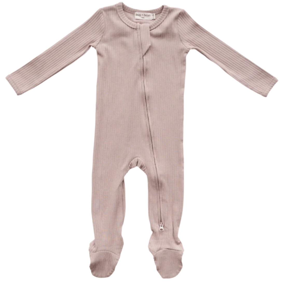 Organic Cotton Ribbed Footie - Mocha