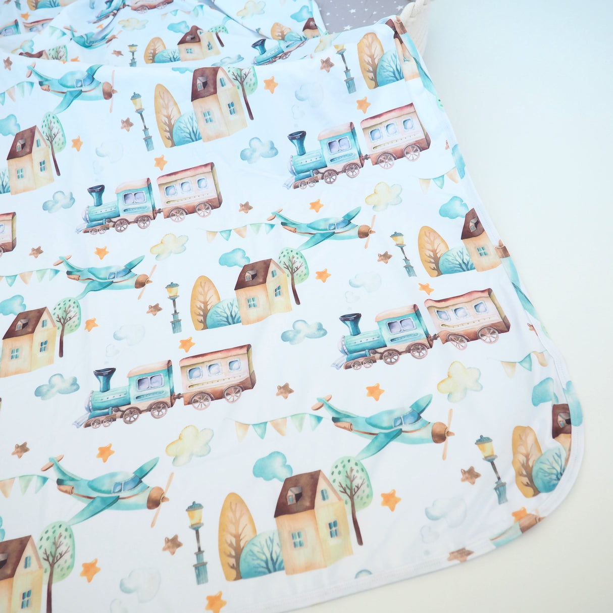 Buttery Soft and Stretchy Swaddle Blanket - Airplane & Train