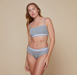 Cloud Cotton Logo Bandeau Bralette - Heather Charcoal