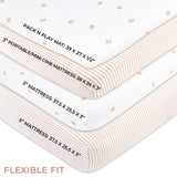 Pack N Play I Portable Crib Sheet Set - Mauve Tulip & Stripes