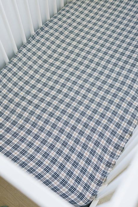 Vintage Plaid Muslin Crib Sheet