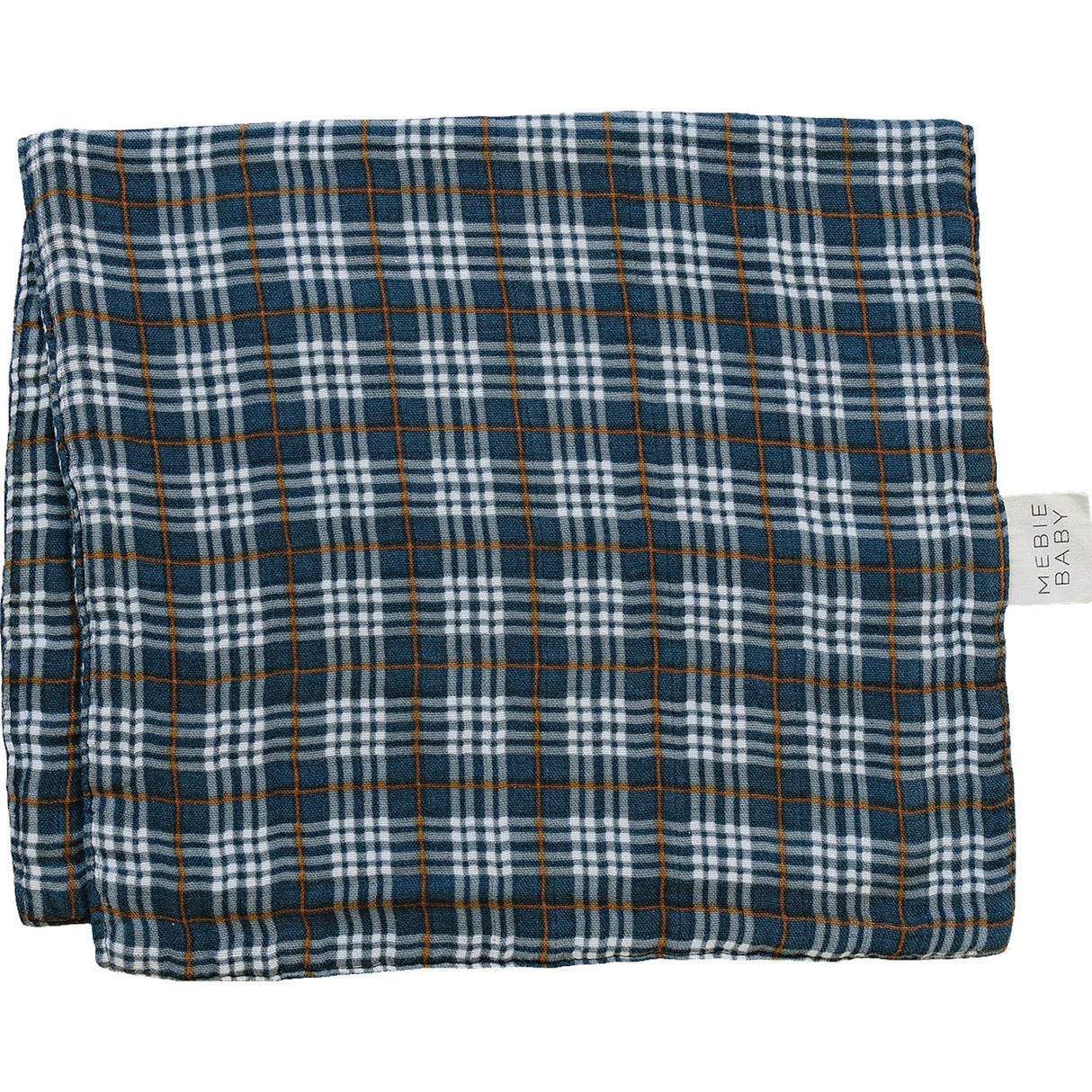 Navy Plaid Muslin Burp Cloth