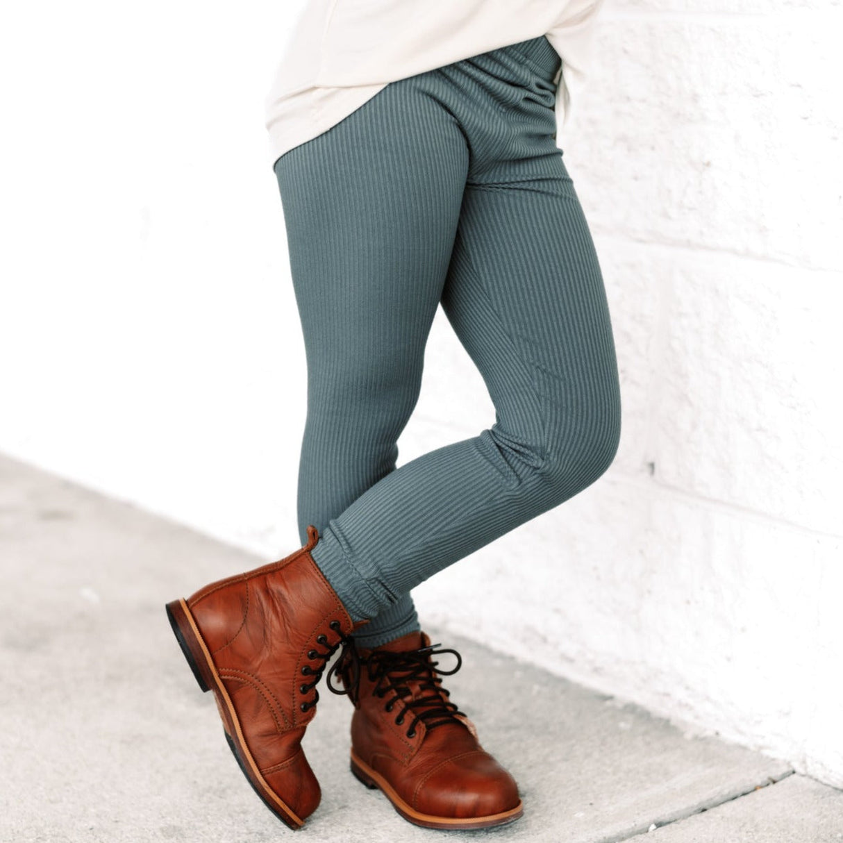 BAMBOO RIB LEGGINGS- Slate