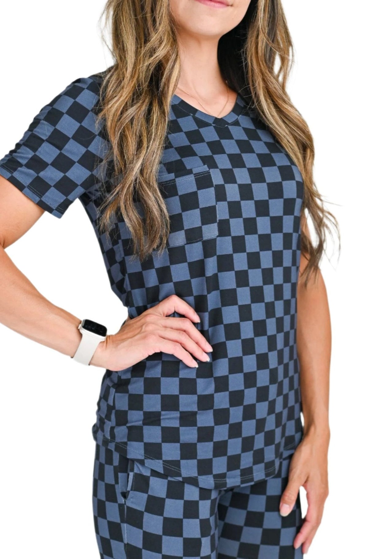 MAMA V-NECK- Grey Check